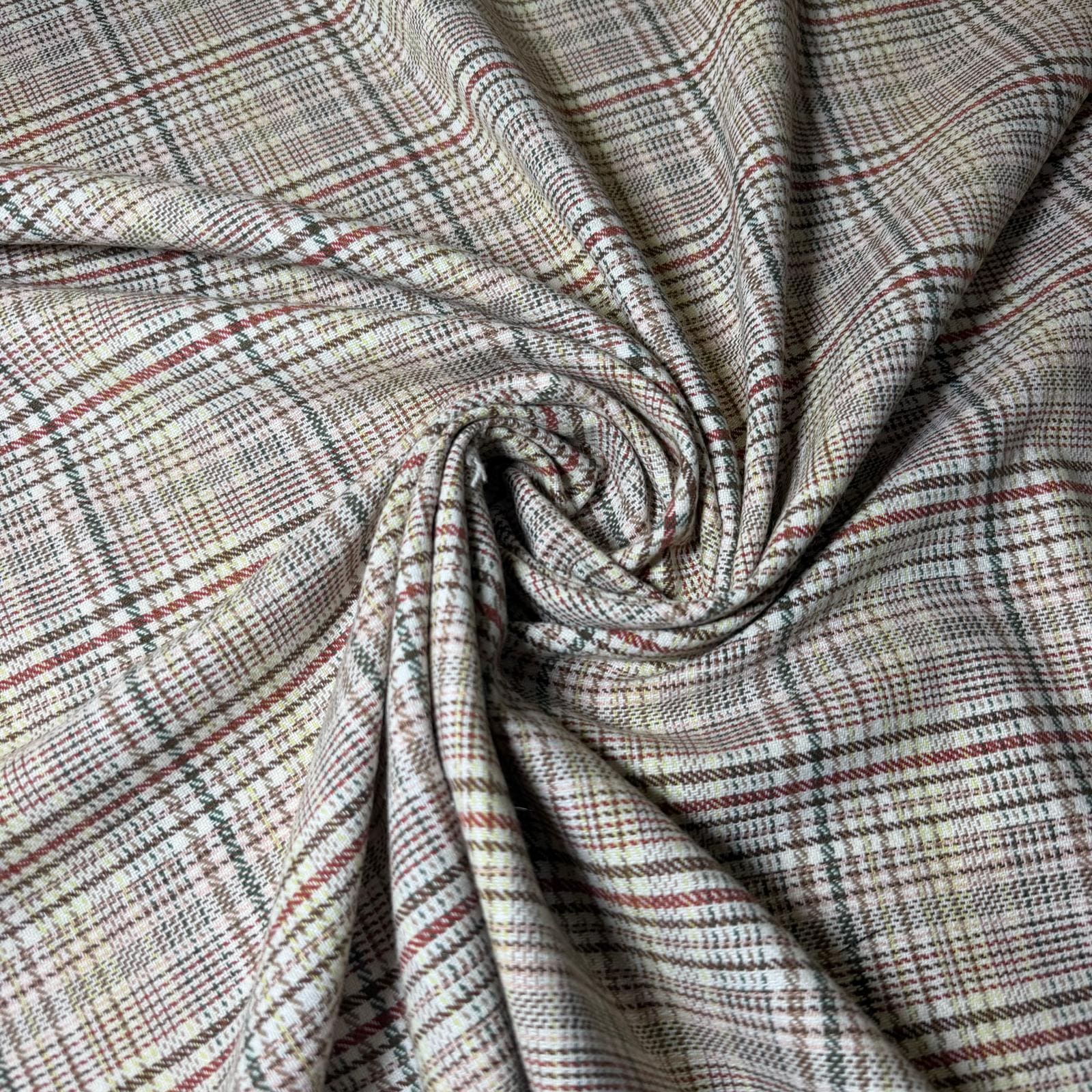 Tela de Cuadro de Lanería Pata de Gallo Verde, Beige y Amarilla (Ancho 1,50M) - Imagen 3