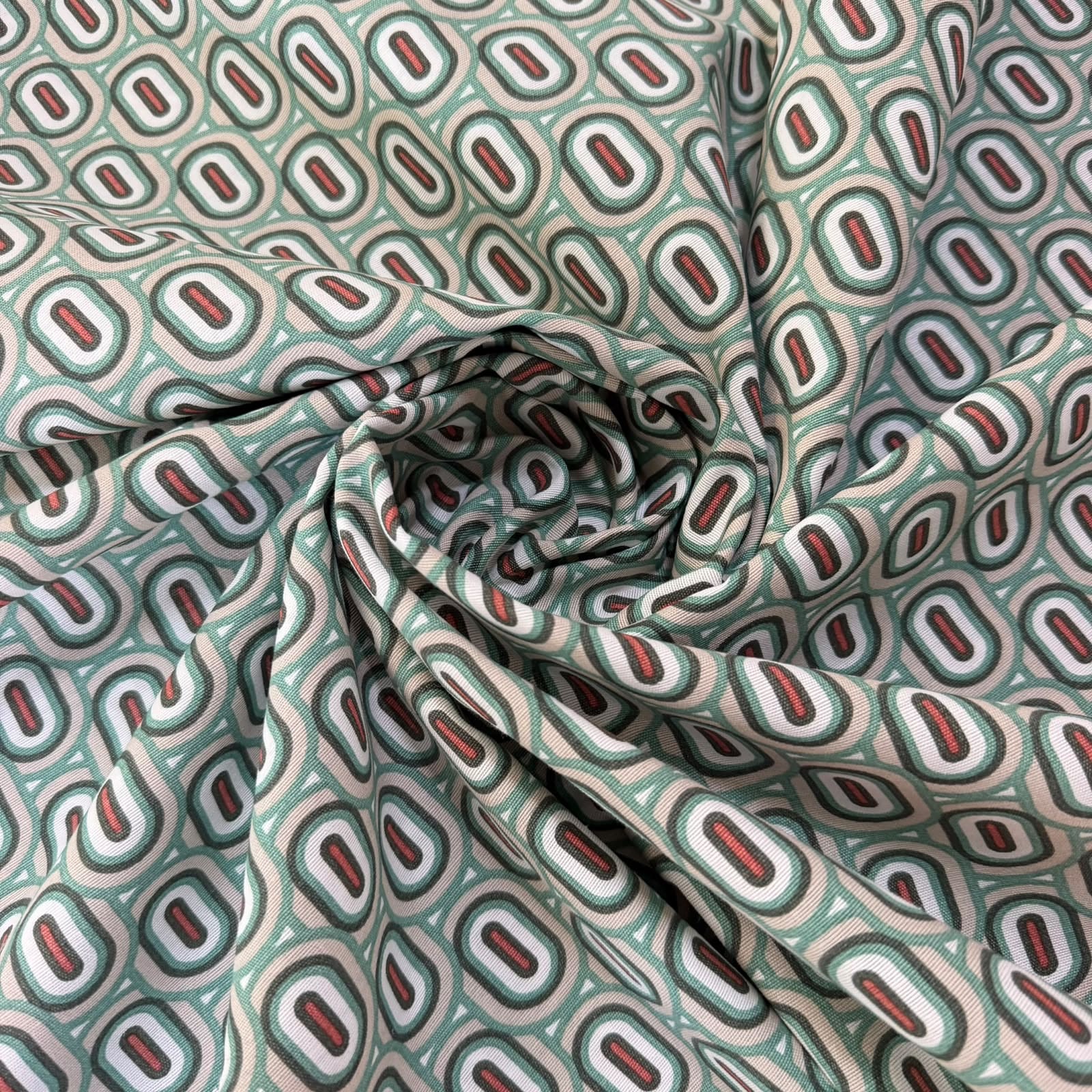 Tela de Loneta Estampada Vintage Verde Agua (Ancho 1,40M) - Imagen 3