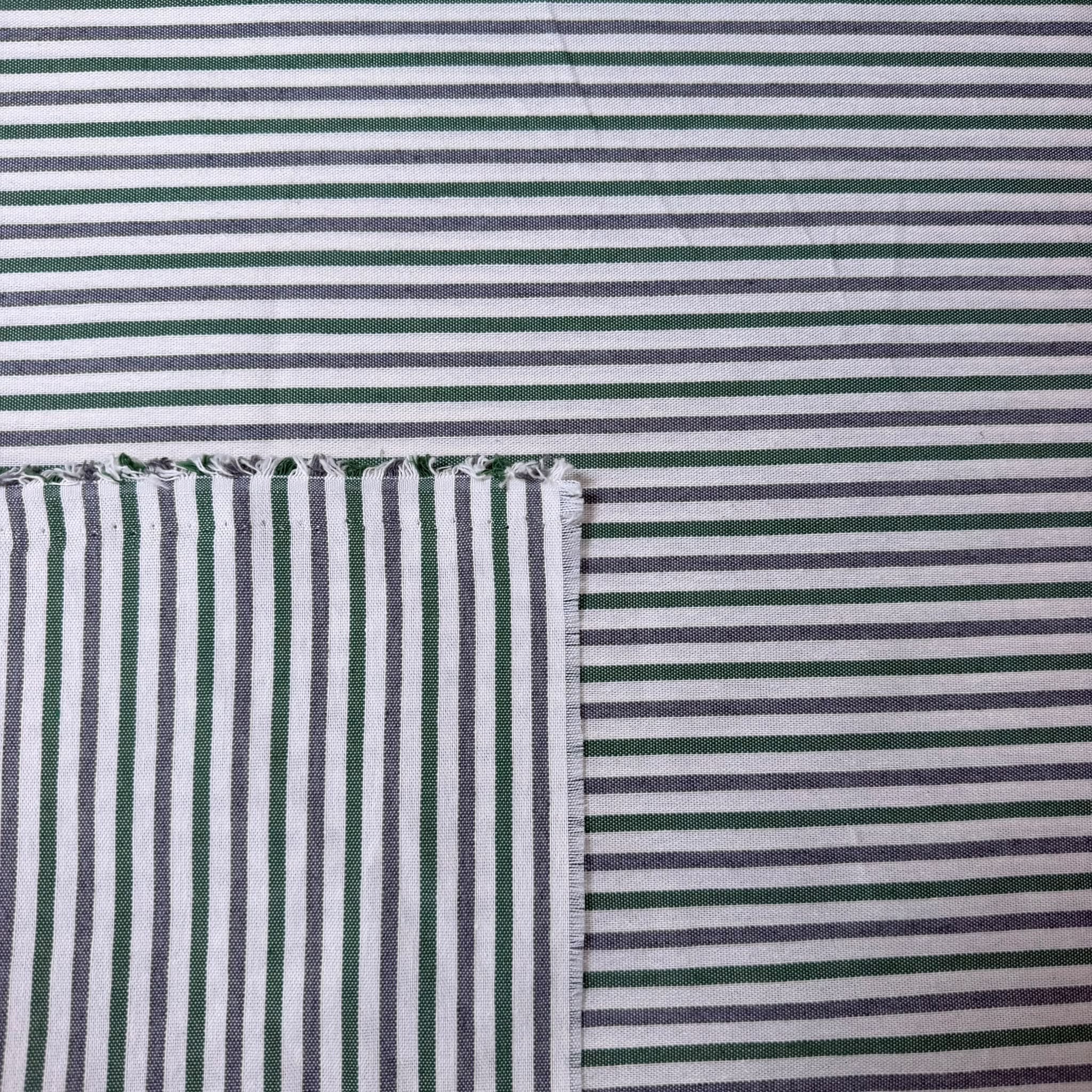Tela de Loneta Rayas Finas Verde Andalucía y Gris (Ancho 2,80M) - Imagen 3