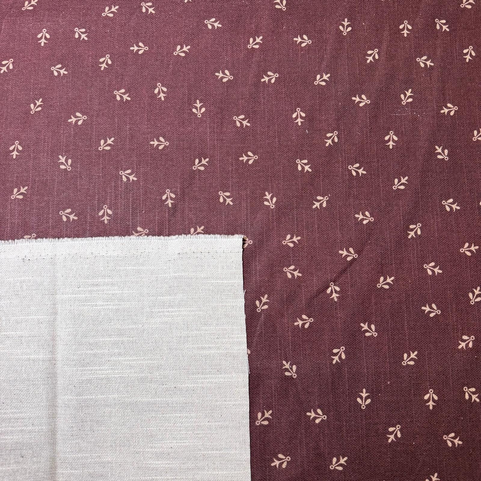 Tela de Half Panamá Lino Algodón Granate con Flor Pequeña (Ancho 2,80M) - Imagen 3
