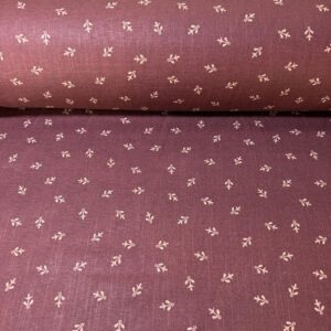 Tela de Half Panamá Lino Algodón Granate con Flor Pequeña (Ancho 2,80M)