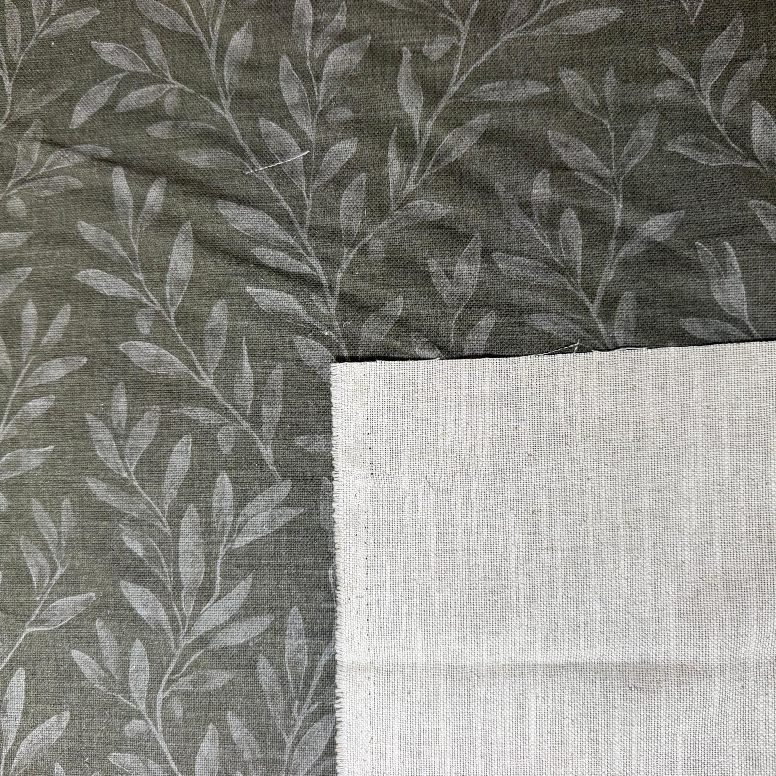 Tela de Half Panamá Lino Algodón Hojas Verde Caqui (Ancho 2,80M) - Imagen 3