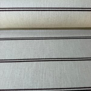 Tela de Half Panamá Lino Algodón Raya Tejida Granate sobre Fondo Crudo (Ancho 2,80M)